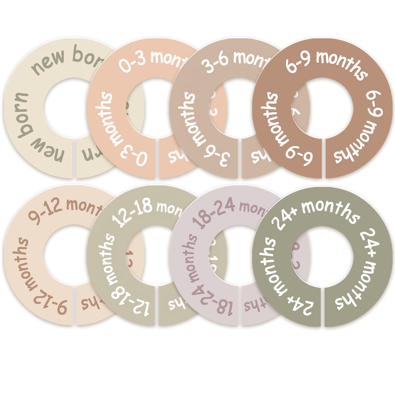 cephira Baby Closet Dividers for Clothes - Earth Tone Round Baby Clothes Dividers for Closet Rod, Nursery Closet Organizer & Dec