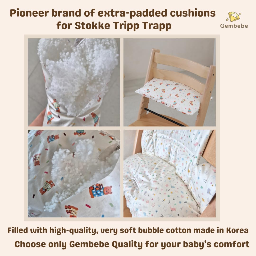 Gembebe Waterproof & Compatible Stokke Tripp Trapp Cushion Set - Easy To Clean - Made In Korea - 100% Cotton Stokke Tripp Trapp