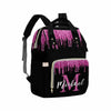Artsadd Customized Diaper Bag With Name, Custom Pink And Black Diaper Backpack For Mom Personalized Mommy Nursing Bags Casual Ba