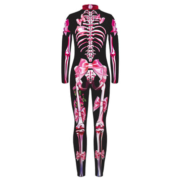 Remimi Girls Skeleton Skin Costume Zipper Halloween Bone Skull Jumpsuit Onesies Pink 9-10 Years