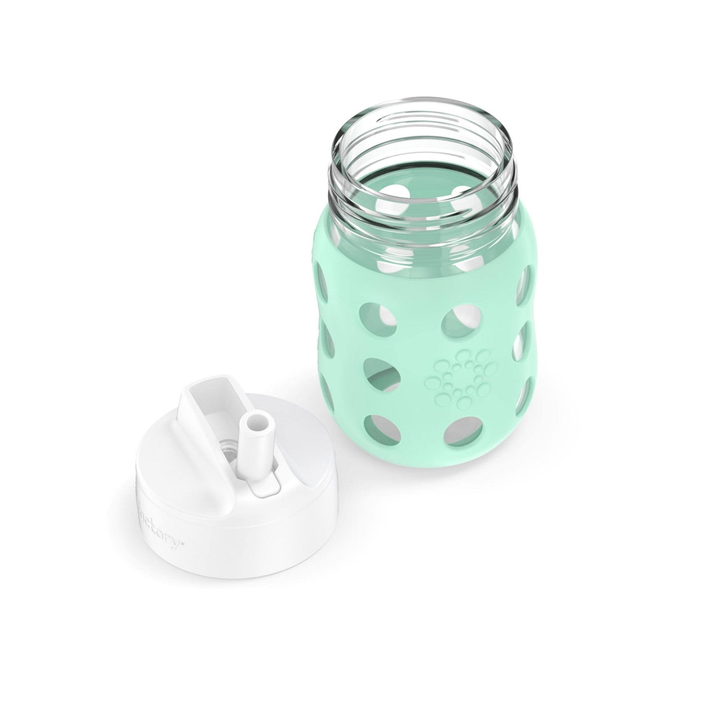 Lifefactory 8-Ounce Wide Neck Glass Baby Bottle With Protective Silicone Sleeve And Pivot Straw Cap, Mint (Lg2241Wmi4)