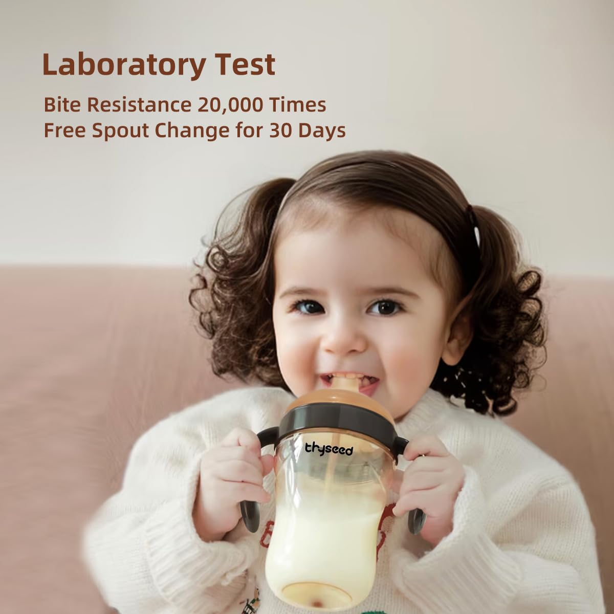 Thyseed Infant Spill Proof Weighted Straw Sippy Cups With Handles And Lids Breastfed Baby First Soft Spout Top Training Water Cu