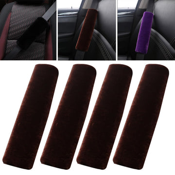 Ohhmnkk 4 Pack Car Seat Belt Pads Shoulder Cover Baby Safety Belt Protector With Adjustable Soft Plush Shoulder Strap Protect Ne