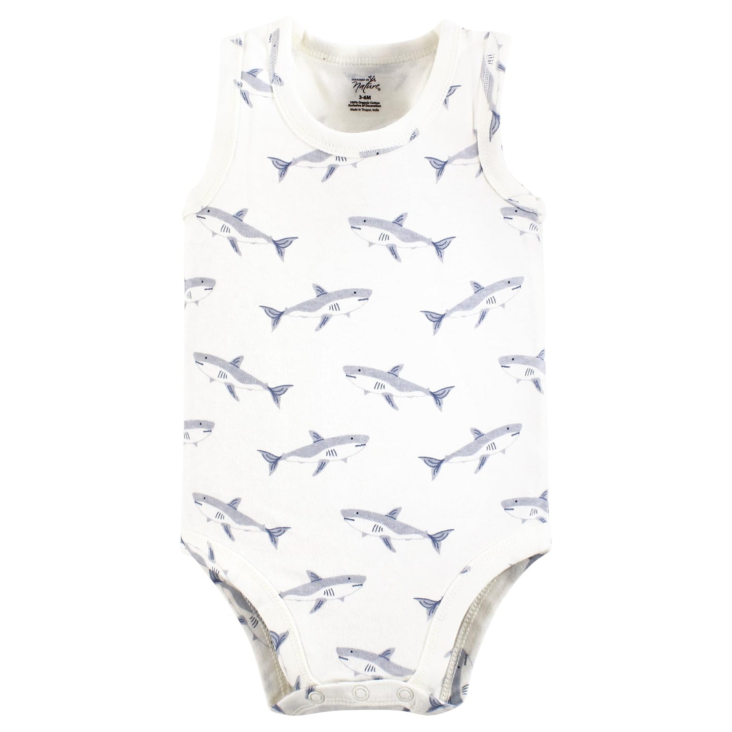 Touched By Nature Unisex Baby Organic Cotton Sleeveless Bodysuits, Mystic Sea Creatures, 12-18 Months