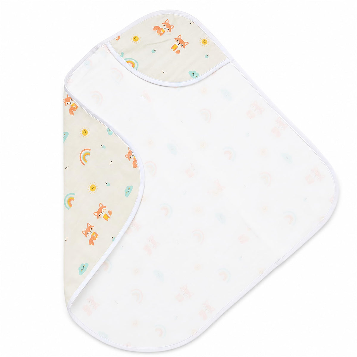 awwtupus 100% Cotton Muslin Double Layered Hooded Towel for Babies & Infants| Soft and Breathable| Pack of 1 (75x75 cm)| Foxy