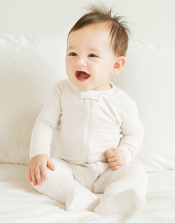 Vaenait Baby Toddler Boys Girls Solid Footie Pajama Cozy Modal Creamwhite 24M