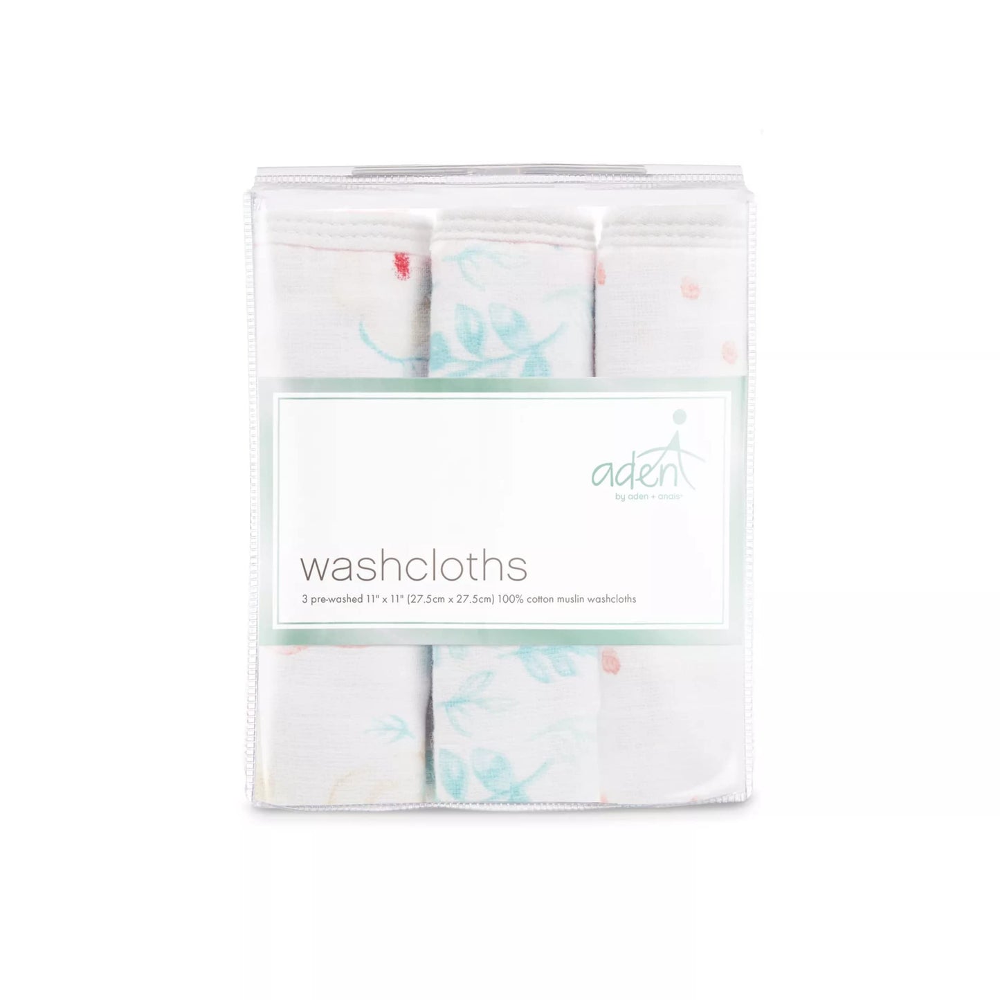 Aden + Anais Essentials Washcloth Set, Super Soft 100% Cotton Muslin, 3-Pack, Full Bloom