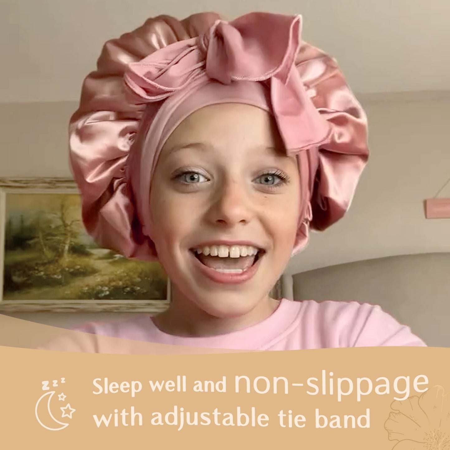 Yanibest 2 Pcs Baby Bonnet Silk Satin Bonnet For Kids Sleeping Cap Curly Natural Hair Silk Bonnets For Girls Boys Infant