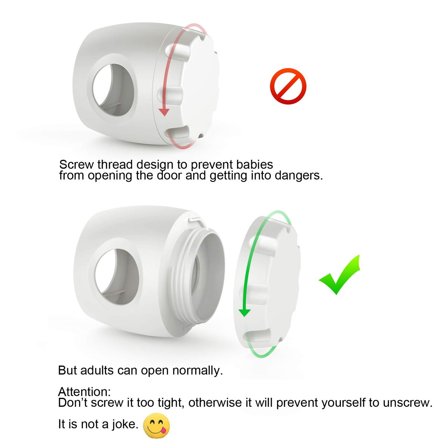 Uxoz Door Knob Safety Cover, 4 Pack Baby Safety Door Handle Cover, Screw Thread Design, Reusable, Reliable Solution To Prevent K