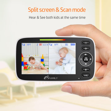 Ifamily Split Screen Baby Monitor, Large Display Video Baby Monitor With 2 Cameras And Audio, Long Range, Remote Pan Tilt, Night