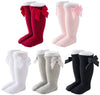 Qandsweet Baby Girl Knee-High Socks Toddlers Bow Stockings Newborn Infant Sock (0-12 Months, Solid Colors)