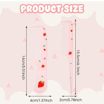 Baby Comb Set, Small Cute Fine Tooth Toddler Comb & Rat Tail Baby Comb For Styling, Pink Baby Hair Comb Plastic Parting Combs, A