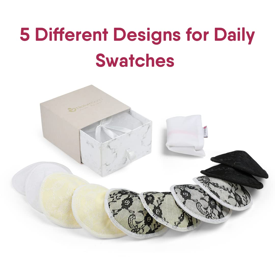 Naturebond Reusable Nursing Pads. Set Of 10 Nipple Pads For Breastfeeding, Breathable Breast Pads For Breastfeeding With Wash Ba