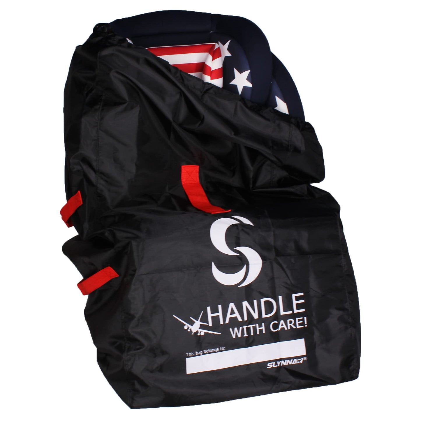 Slynnar Car Seat Travel Bag For Airplane - Fits Convertible Car Seats, Infant Carriers & Booster Seats, Black Upgrade