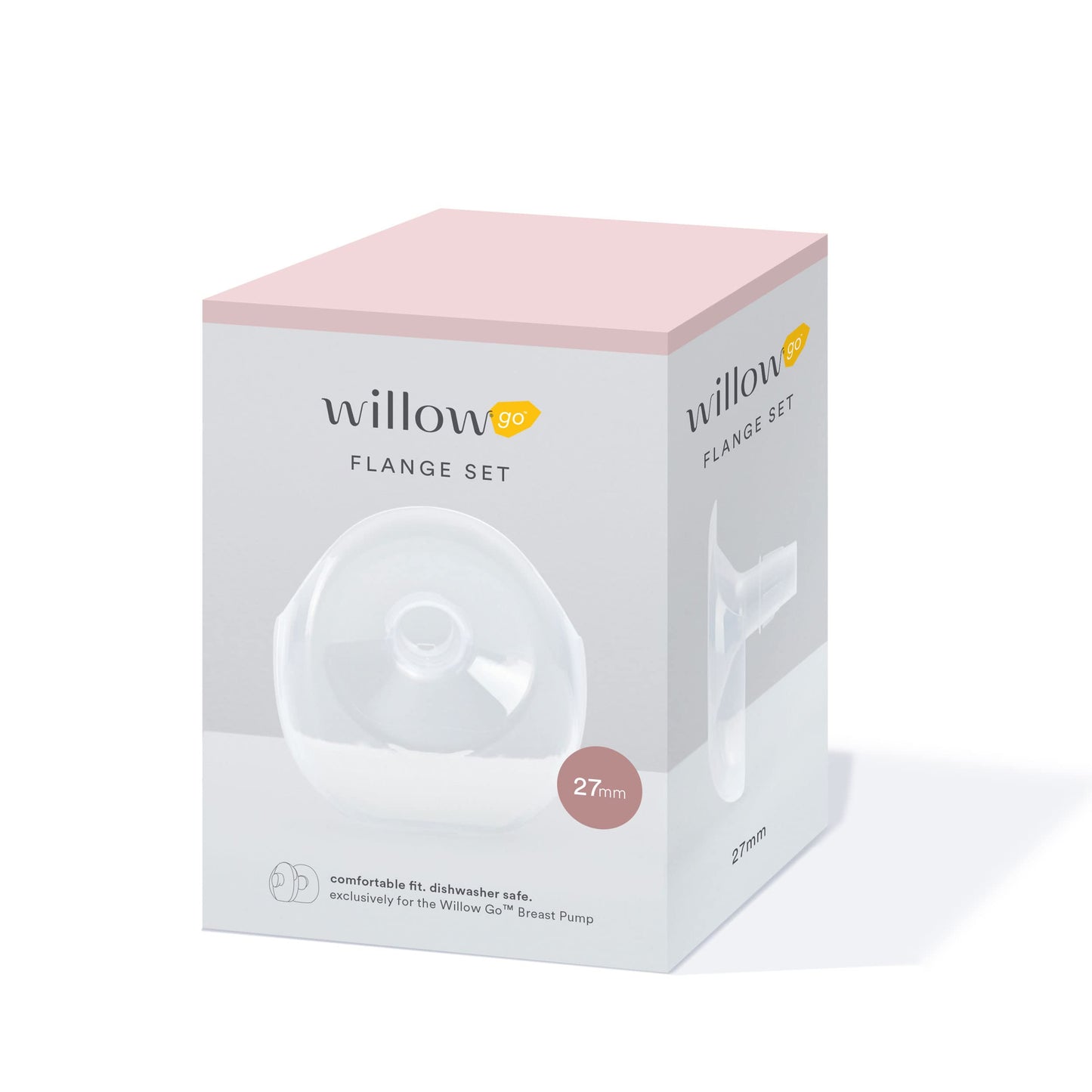 Willow Go Breast Pump Flanges, 2-Count - 27Mm - Breast Shields For Willow Go Wearable Double Electric Breast Pump