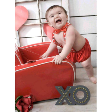 1St Valentine'S Day Outfit Boy Baby First 1St Birthday Outfit Cake Smash Photo Props Bloomers Diaper Cover Adjustable Suspender