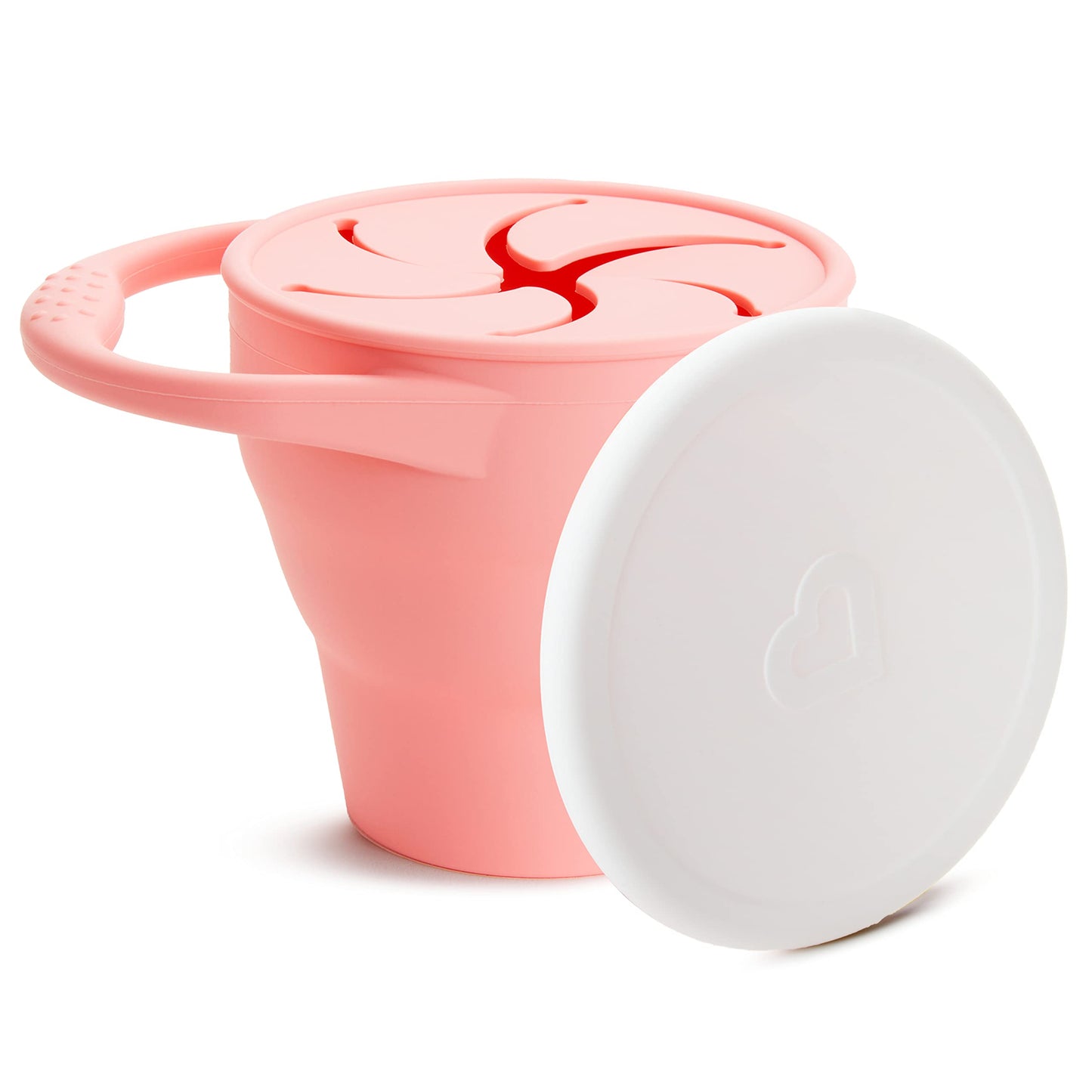 Munchkina Caest Silicone Collapsible Snack Catchera With Lid, Coral - Toddler Food Cup