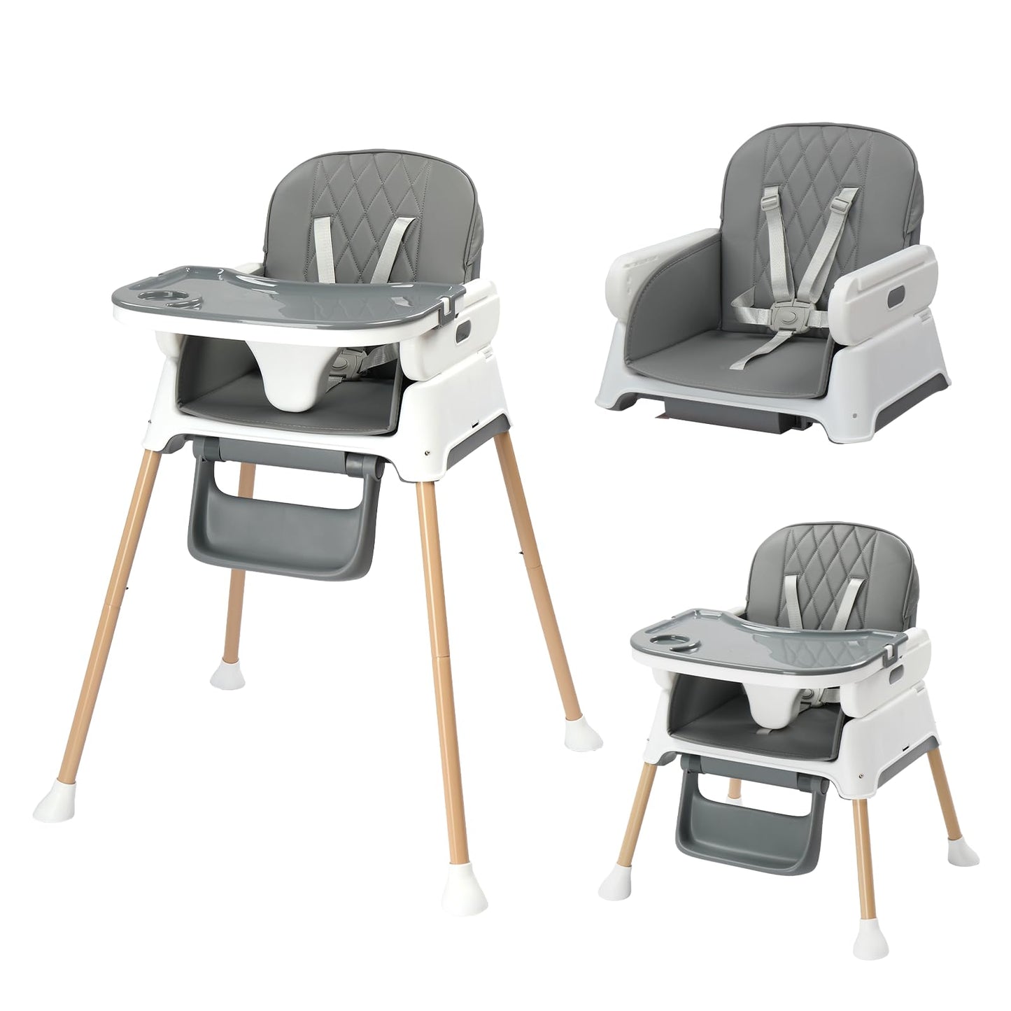 JOYMOR 5 in 1 Baby High Chair for Babies and Toddlers, Portable Highchair Fold Compact, ConvertibleBaby Feeding Chair Booster fo