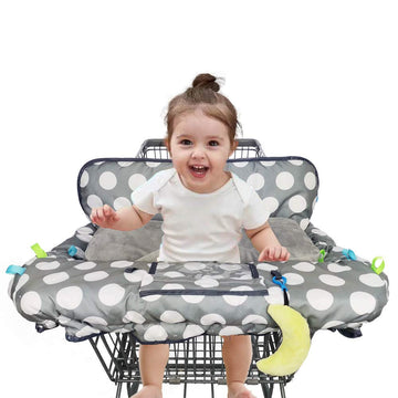 Shopping Cart Cover For Baby With Pillow, Soft Velvet Bolster Positioner, 6.5' Cellphone Holder, High Chair Cover For Boy Girl,