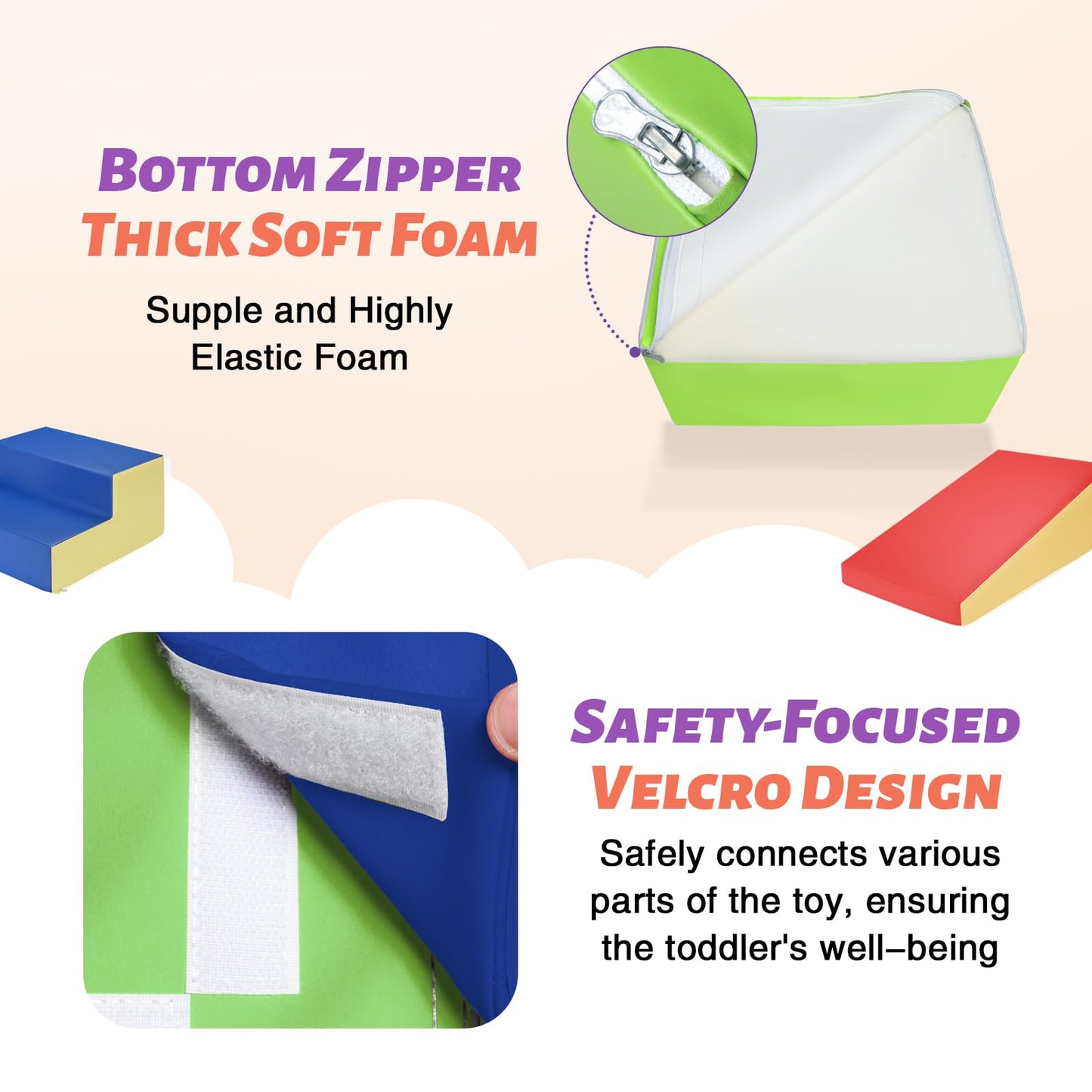 Todiby 6-Piece Soft Pu Leather Toddlers Climbing Toys, Baby Foam Climbing Blocks For Toddlers, Foam Play Gym Climbing Structures