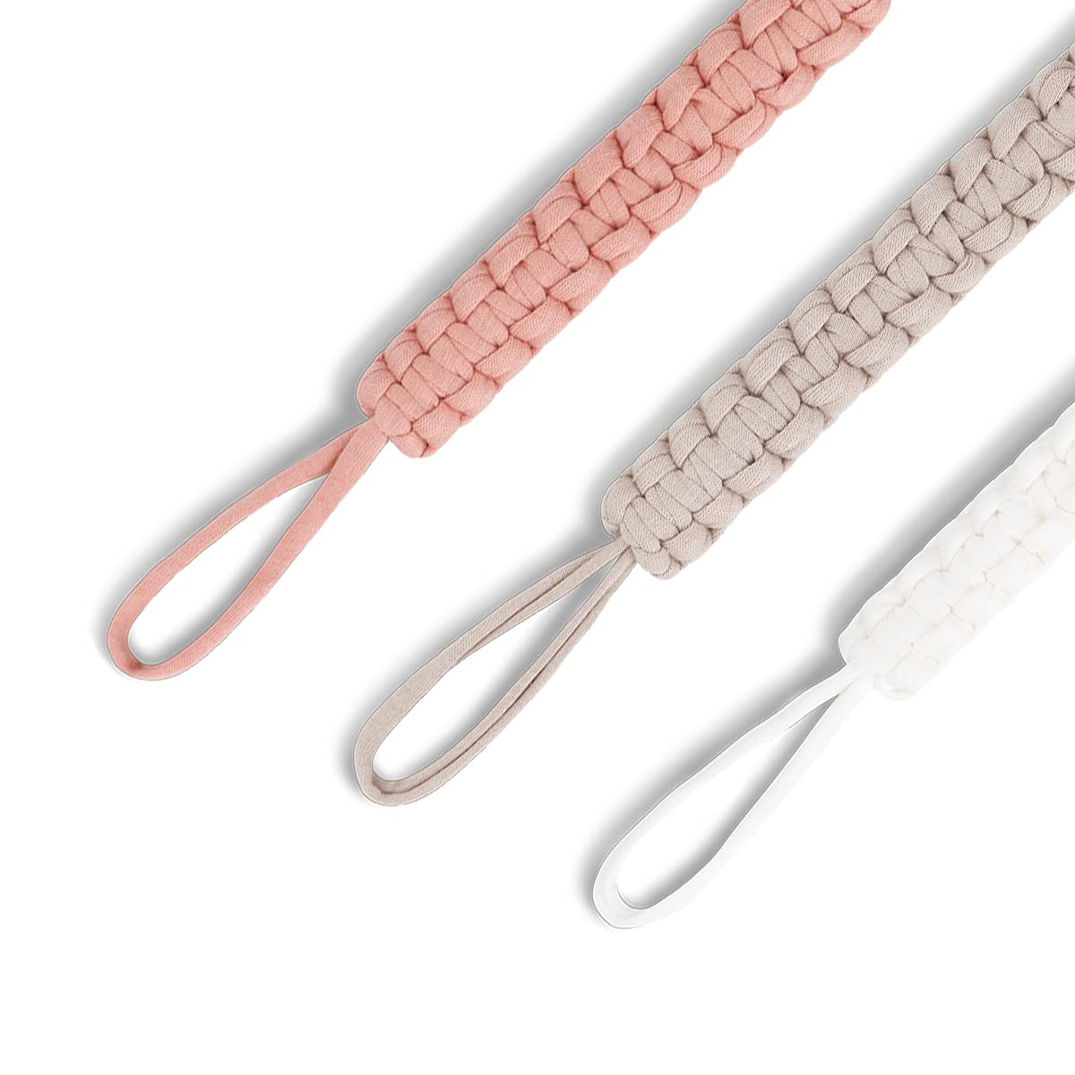 Kapihouse Pacifier Clip For Girl 9.2 Inch Pacifier Leashes Woodern Clips Teething Toy With Handmade Braided Cotton Modern Unisex
