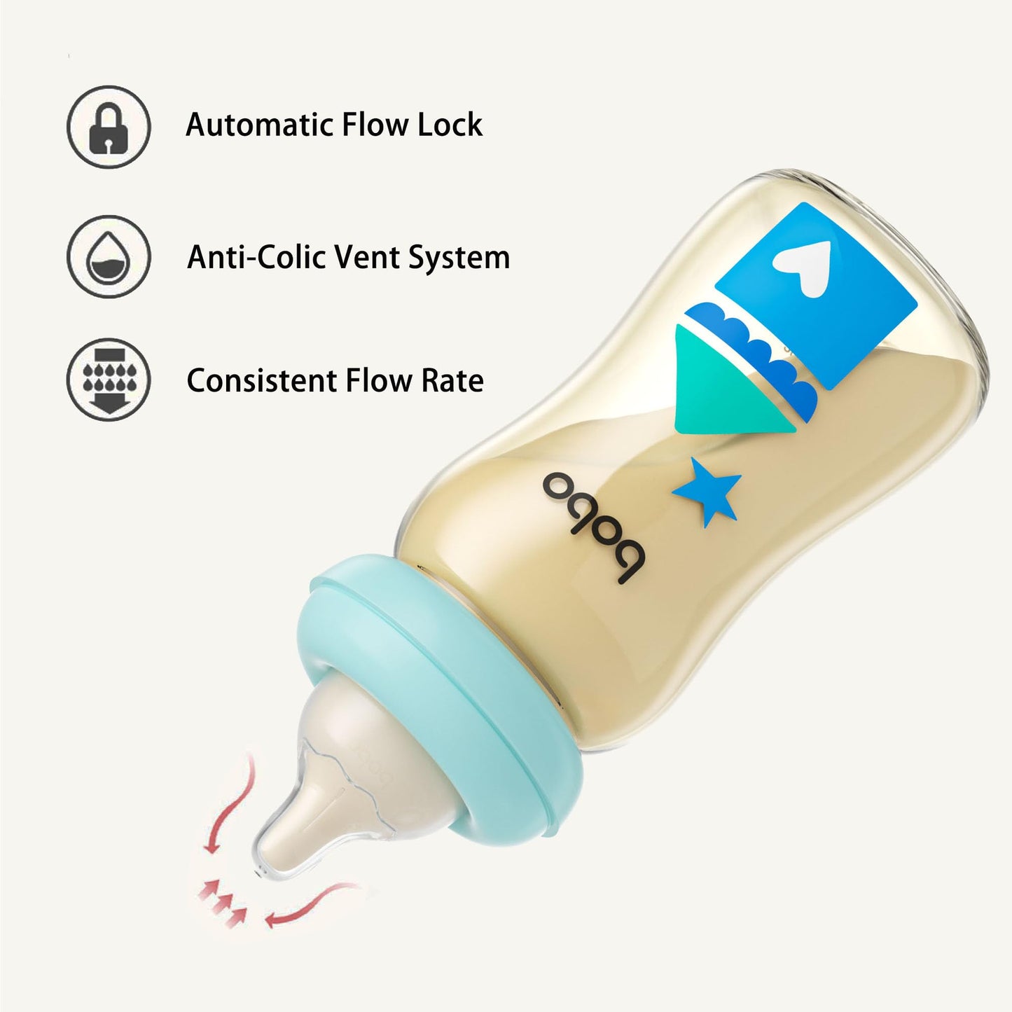 Yohkoh Ppsu Baby Bottle Wide Neck, Newborn Anti-Colic Baby Bottle With Natural Response Nipple, Streamlined Body, Easy To Clean