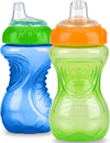 Nuby No Spill Easy Grip Trainer Cup 10 Oz (Pack Of 2, Blue/Green)