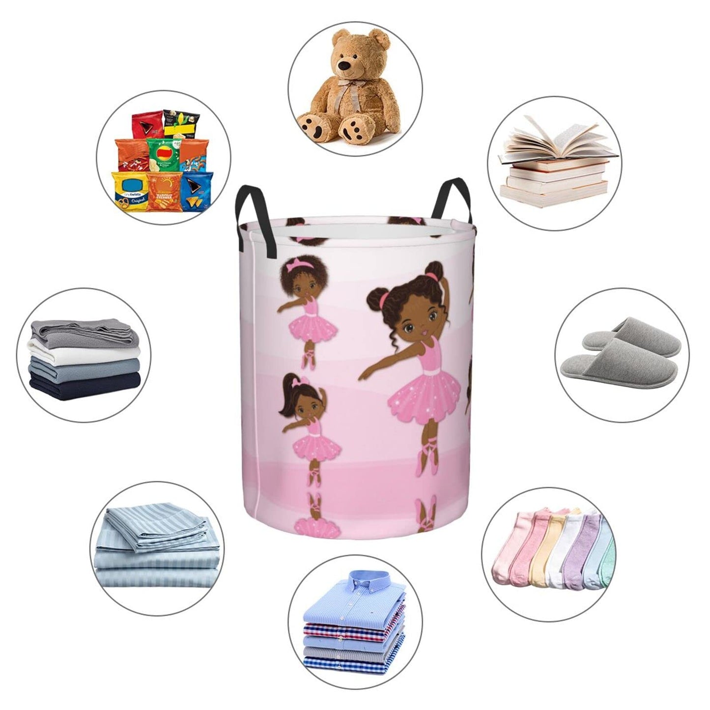 Gbuzozie Cute African Black Girl Round Laundry Hamper Storage Basket Toys Clothes Organizer Bin For Home Bathroom Bedroom Dorm N