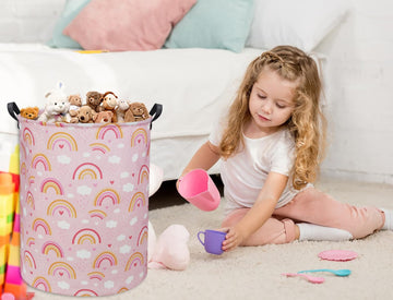 Tibaolover Rainbow Pink Baby Laundry Basket Baby Hamper Kids Hamper Basket Toy Storage Bin For Boys Room Decor Baby Nursery Hamp