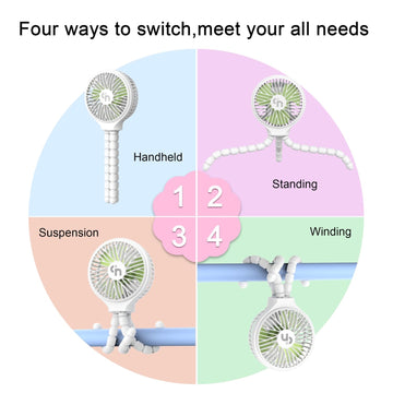 Wihoo Stroller Fan Clip On For Baby Battery Operated Fan Portable Fan Rechargeable Mini Handheld Car Seat Fan Small Usb Desk Per