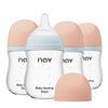 Yanyoyo Natural Glass Baby Bottle Wide Neck, Anti-Colic Baby Bottle, Clear, 5.4Oz(Pack Of 4), Includes 4Pcs Natural Response Nip