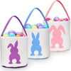 Sunboom 3 Pack Easter Baskets For Kids Empty, Easter Egg Hunt Basket With Handle - Easter Bunny Baskets For Boys & Girls, Canvas