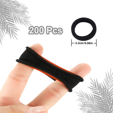 Tesvyns 200Pcs Baby Hair Ties Cotton Toddler Hair Ties For Girls And Kids, Kids Seamless Hair Bands Ponytail Holders(Black)