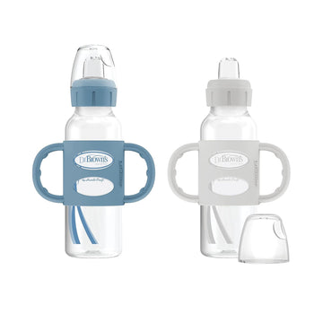 Dr. Brown'S Milestones Narrow Sippy Bottle With 100% Silicone Handles, Easy-Grip Bottle With Soft Sippy Spout, 8Oz/250Ml, Bpa Fr