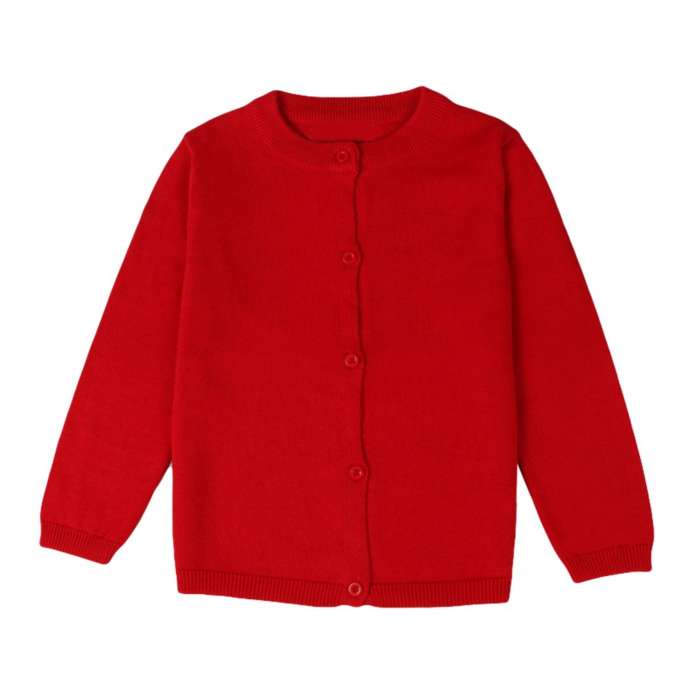 Baby Boys Girls Button-Down Cardigan Toddler Cotton Knit Sweater Red 120