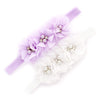 My Lello Girls Flower Headbands Toddler Fabric Beaded Trio Stretchy Elastic Pair (Lavender/White)