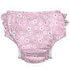 I Play. By Green Sprouts Reusable, Eco Snap Ruffled Swim Diaper With Gussets, Upf 50, 4T, Light Pink Small Blossoms, Patented De