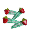 Strawberry Snap Clips Baby Girls Fruit Hair Bow Clips Strawberry Hair Ring Tie BBW24 (Set-G)