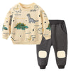 Toddler Baby Boy Clothing Sets Little Dinosaur Printed Long Sleeve Tops And Pants Kids 2Pcs Outfits (3-Apricot, 3-4T)