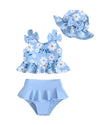 Mioglrie Toddler Girl Bathing Suit 4T 5T Swimsuit Girls Toddler Beach Swim Suit 2 Piece Blue Dasiy Bikini Summer Swimwear Tankin