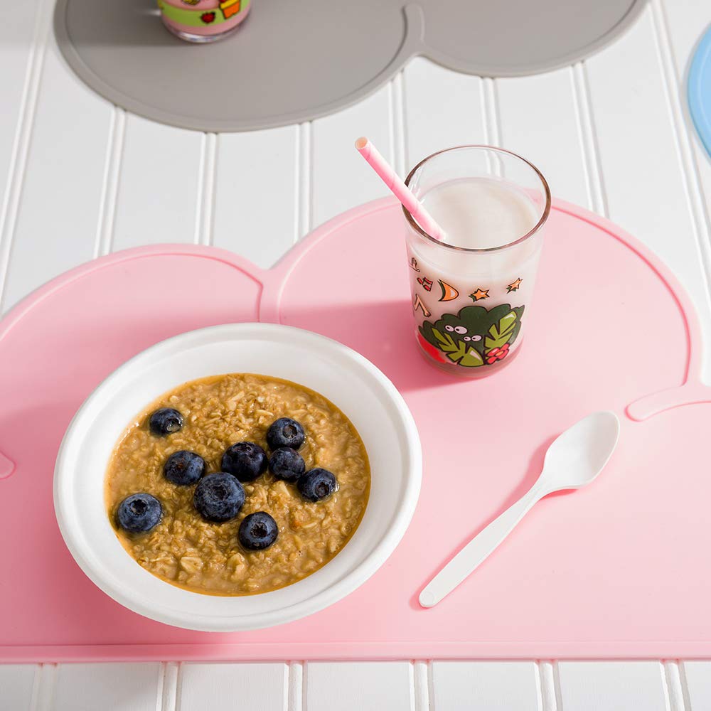 Restaurantware Silicone Cloud Shaped Food Placemat - Pink - Non-Slip - Easy Clean - Tabletop Protection - Great For Infants Todd