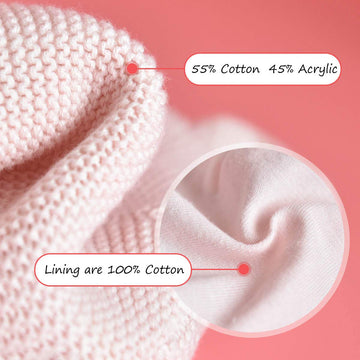 Somaler Baby Knitted Winter Hats Infant Newborn Toddler Autumn Cute Earflap Cotton Lined Beanie Hat For Boys Girls Light Pink