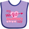 Inktastic My First Valentine 'S Day With Pink Heart And Arrow Baby Bib Lavender And Purple 39970