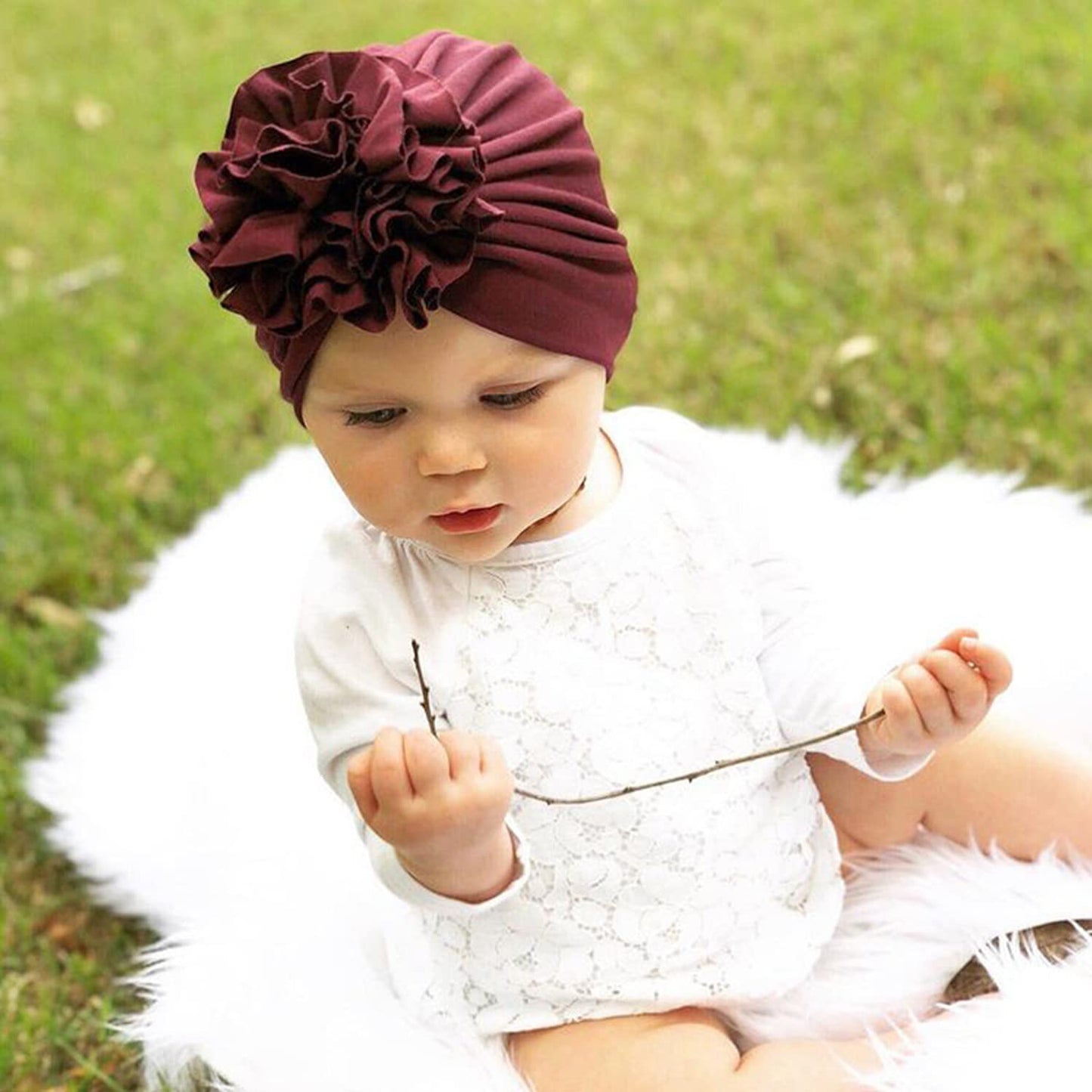 Angla 8 Pack Solid Cotton Turban Hats Large Flower Hair Bows Knot Wide Headwraps Beanie Muslim Islamic India Cap Bonnet Hat For