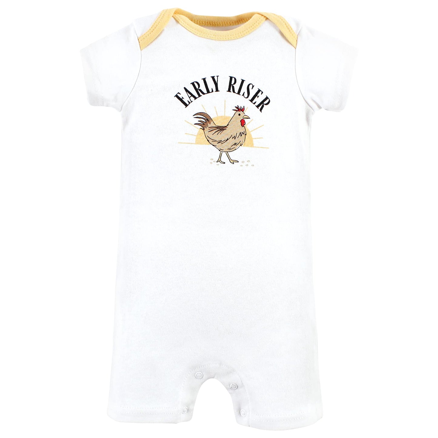 Hudson Baby Unisex Baby Cotton Rompers, Tractor, 6-9 Months