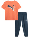 Puma Toddler Boys' Pant Set - 2 Piece Short Sleeve T-Shirt And Active Performance Fleece Joggers For Toddler Boys (18M-5T), Size