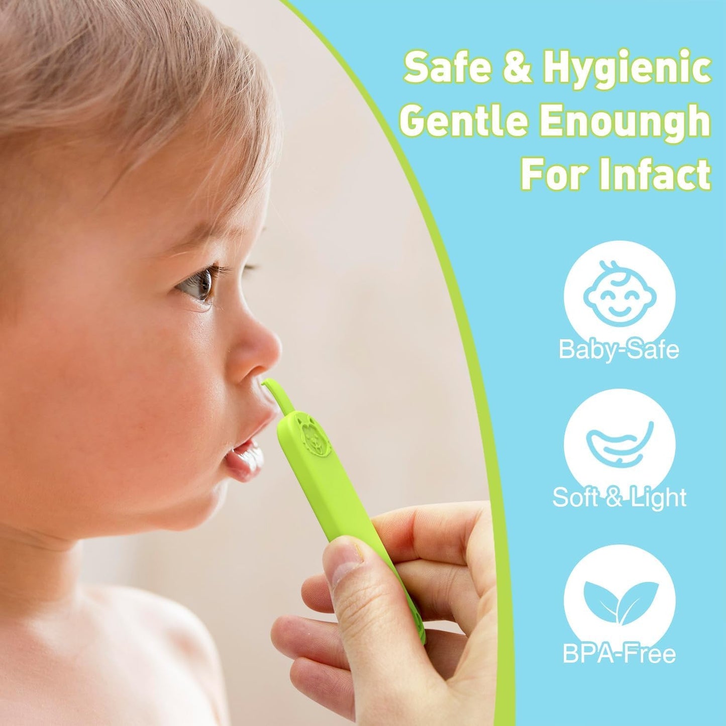 Morlike Living Baby Nose And Ear Cleaner Tool, Soft Flexible Rubber Nasal Booger Picker For Newborns And Infants, Dual Ear Wax A