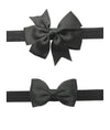 2Pc/Set Baby Girls Grosgrain Ribbon Hairband Set Ribbon Bows Hair Tie Headband Jb10 (1-Black)