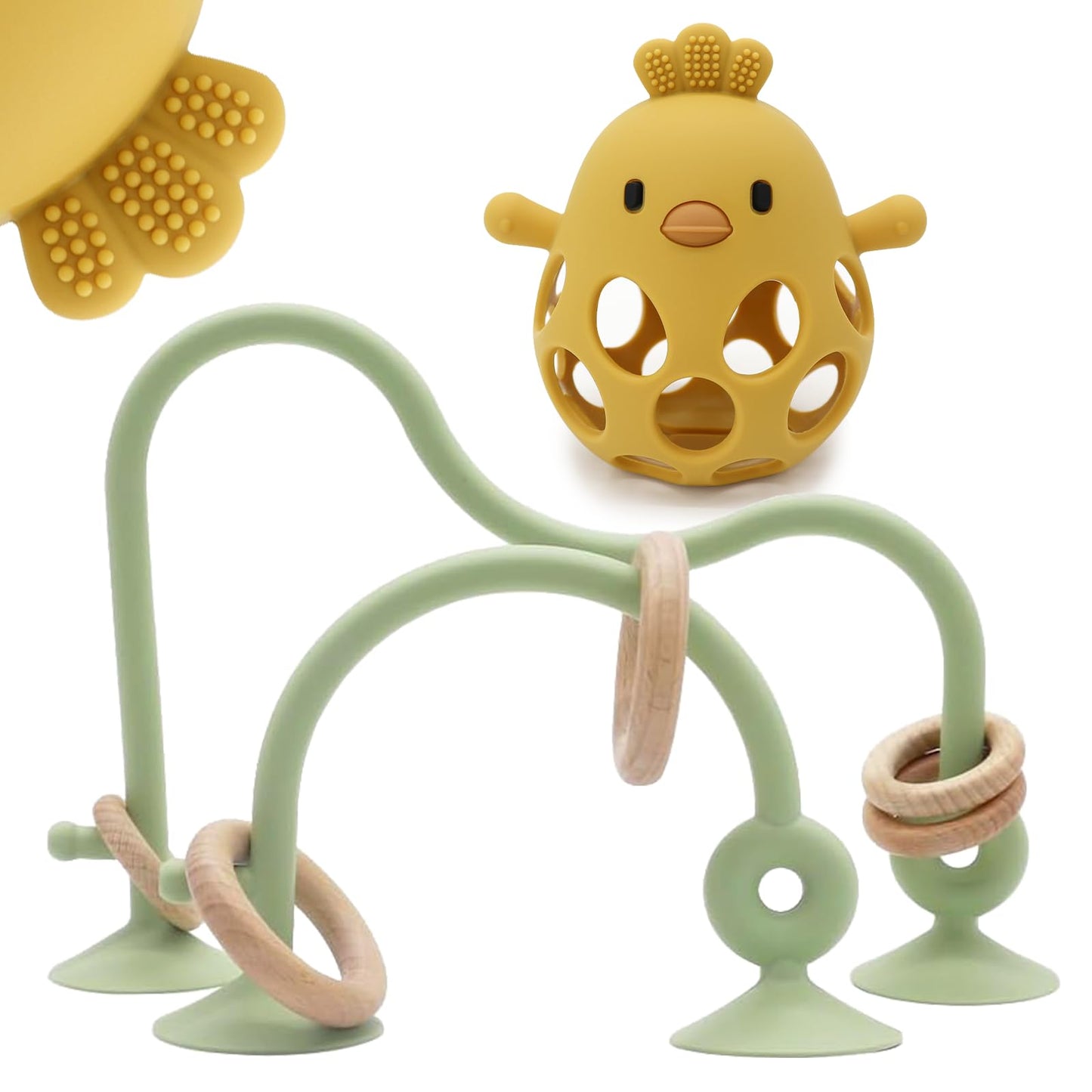 Baby High Chair Toys Teething Chew - Baby Table Toys, High Chair Suction Toy Teething Toys Silicone Teethers, Food Grade Silicon