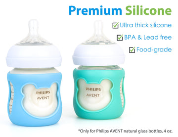Silicone Baby Bottle Sleeves For Philips Avent Bottles, Anti Breakage Baby Bottle Holder For Avent Natural Glass Baby Bottles, C